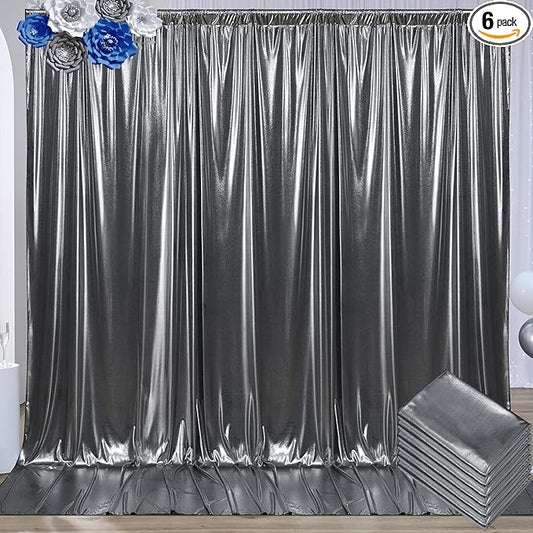 30x10 ft Wrinkle Free Black Silver Sequin Backdrop Curtain for Parties,Thick Not Fall Glitter Wedding Backdrop Drapes,6 Panels 5x10ft Shimmer Photo Back Drop Cloth for Birthday Photography Background