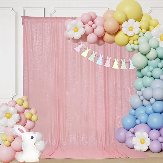 PartyDelight Sequin Backdrop Pink 6FTx8FT Wedding Background for Wedding PartyEvents Party