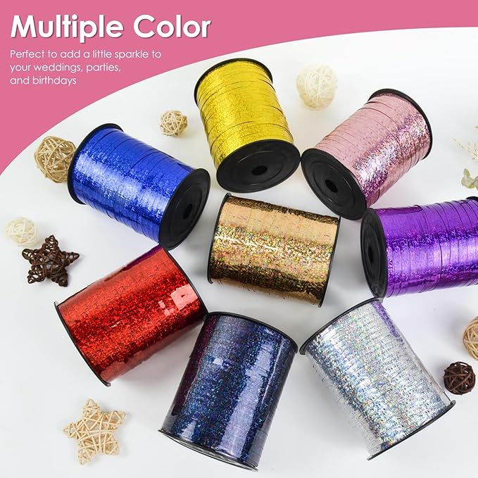 Pink Curling Ribbon - 500 Yard Shiny Metallic Curly Gift Ribbon for Wrapping & Floristry