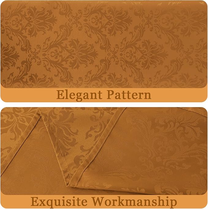 SASTYBALE Brown Jacquard Square Napkin, 20x20 Inche Damask Wrinkle Resistant Soft Polyester Napkins, Fabric Cloth Dinner Napkins for Wedding, Winter, Holiday, Xmas, Parties, Set of 4 (Brown)