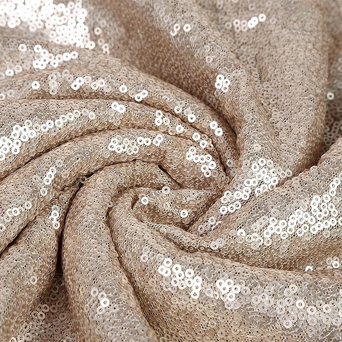 Champagne Sequin Backdrop Curtains 2 Panels 2FTx8FT Glitter Champagne Drapes Photo Backdrop Party Wedding Baby Shower Curtain Sparkle Photography Background
