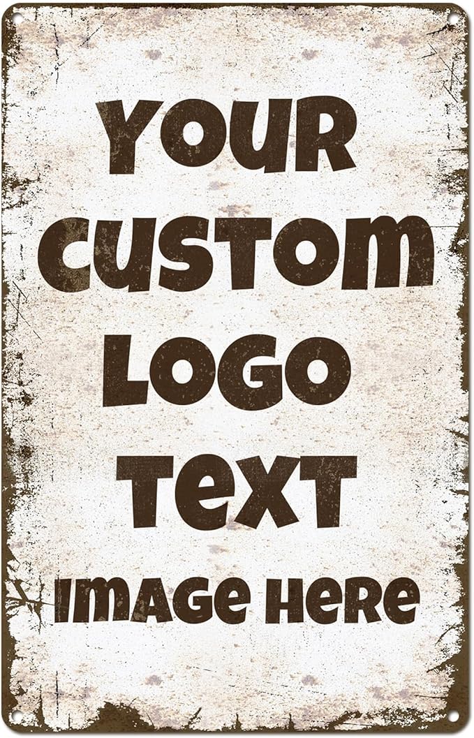 Personalized Metal Sign Custom with Photo Text Logo for Outdoor Yard Garden Home Business Wedding Wall Decor Street Sign Style (Vertical)