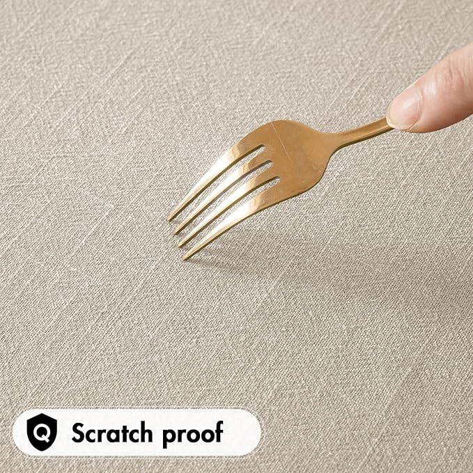 MIULEE Natural Linen Cotton Blend Tablecloth Rectangle, Luxury Waterproof Stain Resistant Durable Farmhouse Oblong Table Cloth for Dining Party Christmas Weddings Birthday, 52 x 120 inch, Ivory Cream