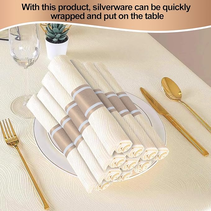 Germiwipe Paper Napkin Band, 200PCS (Matte Champagne Gold) Napkin Ring Self-Adhesive, Silverware Wraps Bands,Table Setup Wedding Event Party Supply (Matte Rose Gold /200pcs)