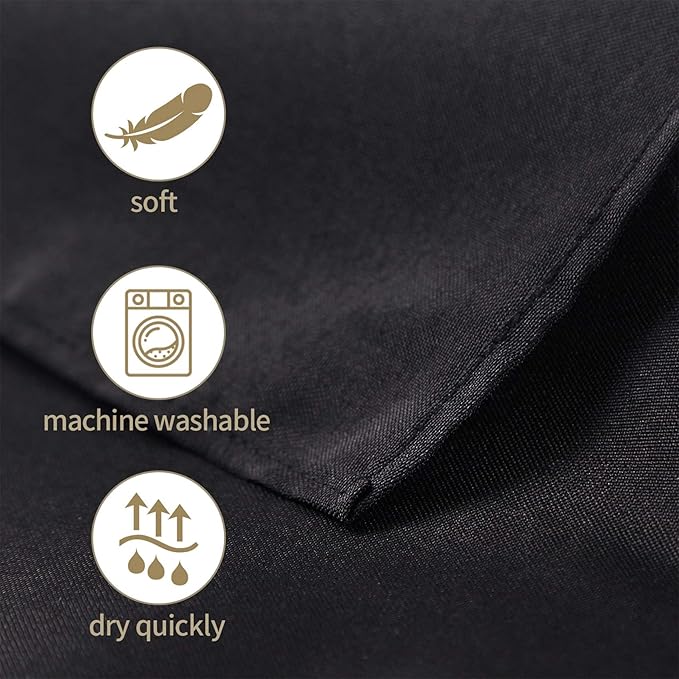 Ascoza 2pack 70x70 Inch Black Square in Polyester Fabric Tablecloth for Wedding,Banquet,Restaurant and Parties