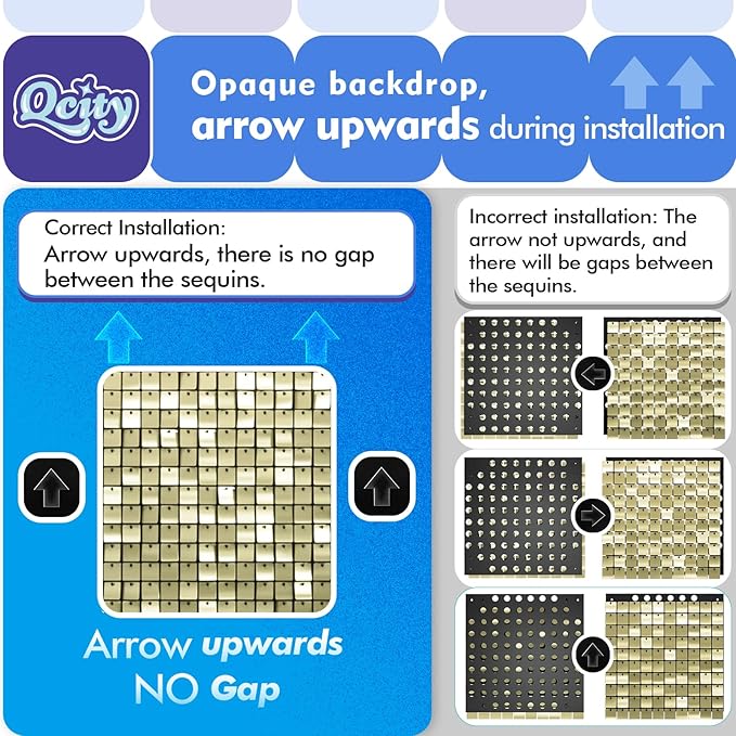 Qcity Purple Shimmer Wall Backdrop 36PCS, Black Back Not See-Through Design, Square Sequin Glitter Backdrop Panel, Perfect for Outdoor Events, Birthdays, Wedding and Party Decoration
