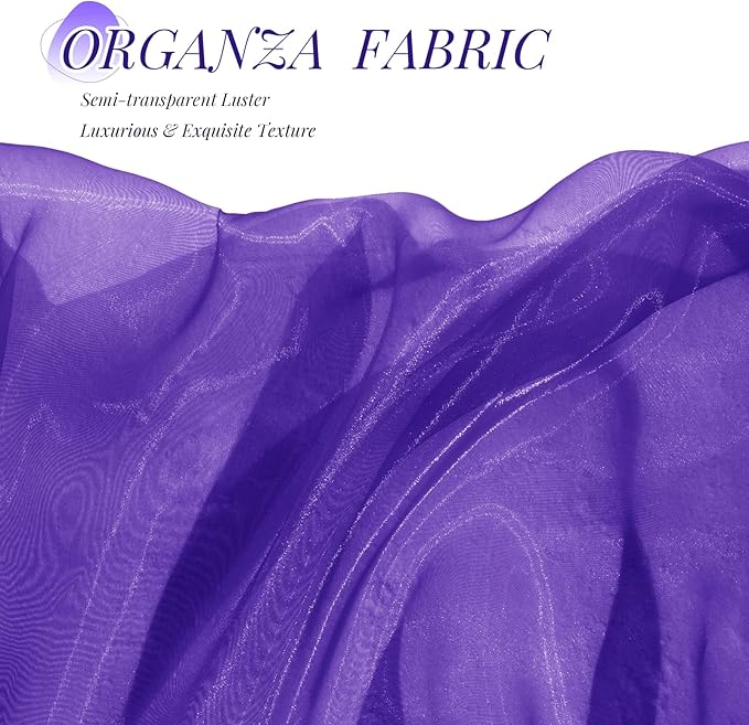 P Pothuiny Sheer Organza Fabric by The Yard, 3 Yards x 60 Inch Wide Bridal Purple Organza Tulle Fabric Roll Shiny Gauze Fashion Dress Sewing Craft for Wedding Party Decorations Backdrop