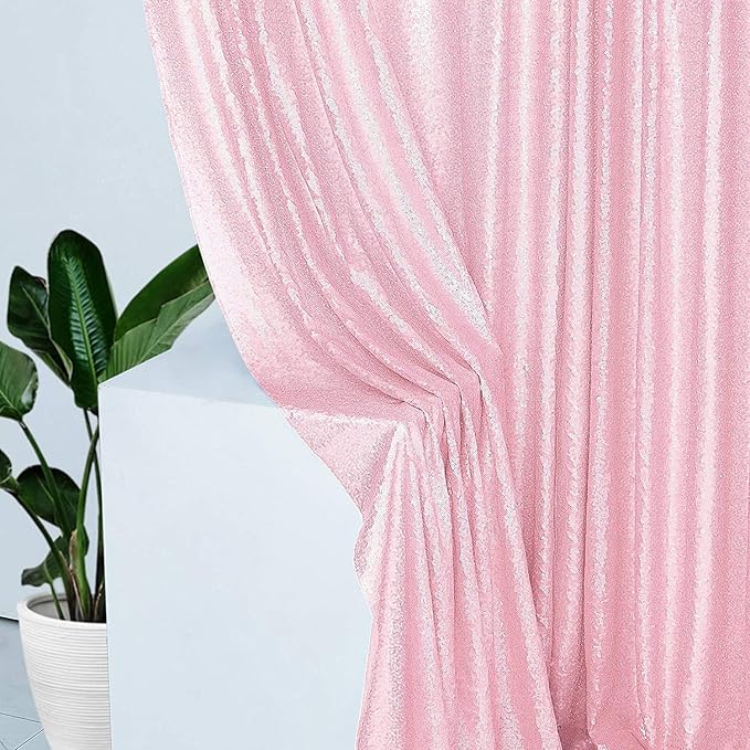 Pink Sequin Backdrop Curtain 8FTX8FT 1 Panel Sparkly Background Drapes for Party Birthdays Wedding Decor