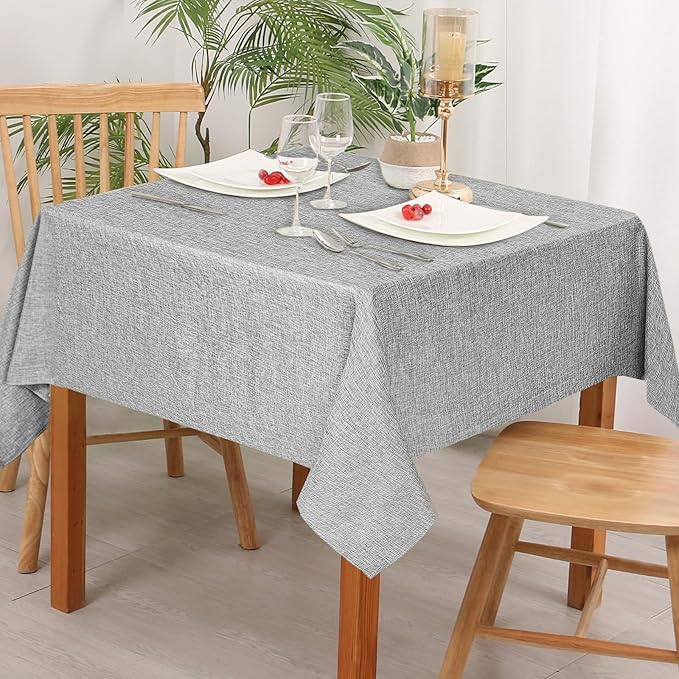 Hiasan Faux Linen Square Tablecloth - Wrinkle and Stain Resistant Washable Table Cloth for Kitchen Dining Room Holiday Table Cover for Dinner, Light Grey, 30 x 30 Inch