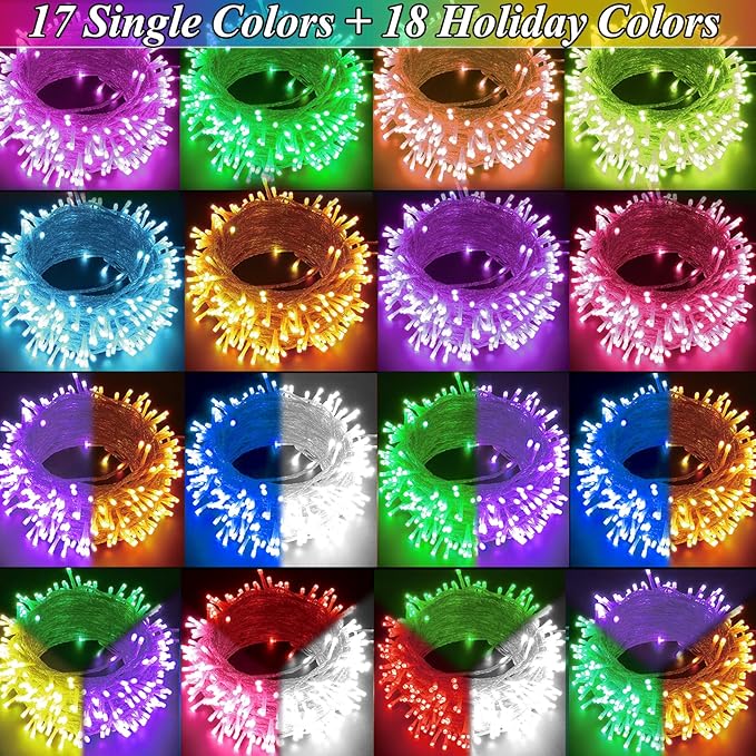 300 LED Color Changing Christmas Lights, 35 Colors 98FT String Lights Halloween Decorations, Waterproof Twinkle Fairy Light Clear Wire for Bedroom Indoor Outdoor Holiday Xmas Tree Wedding Party