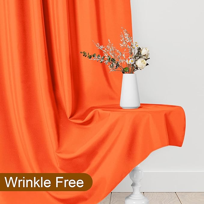 DWCN 10x10 FT Backdrop Curtains for Parties, Photography Backdrop Drapes with Rod Pockets for Wedding Decorations Stage Birthday Family Gatherings, 2 Panels 5ft x 10ft, Orange