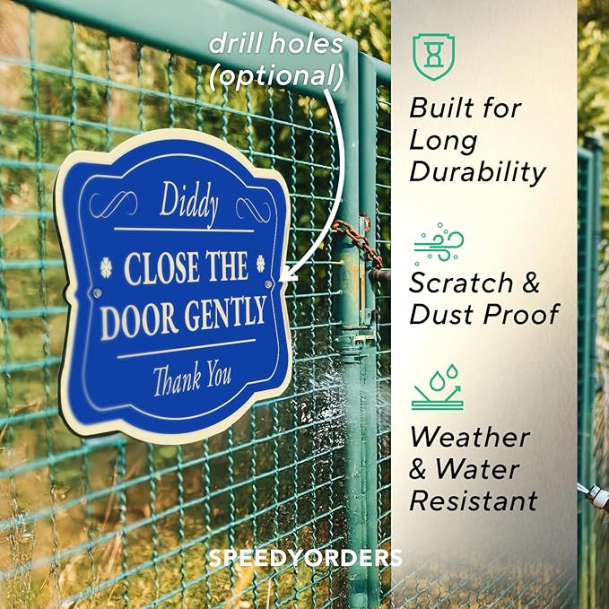 Custom Decorative Outdoor Metal Sign, Personalized Aluminum Driveway Sign - Waterproof, Made In USA - Design 3 Blue Steel 36x24 In
