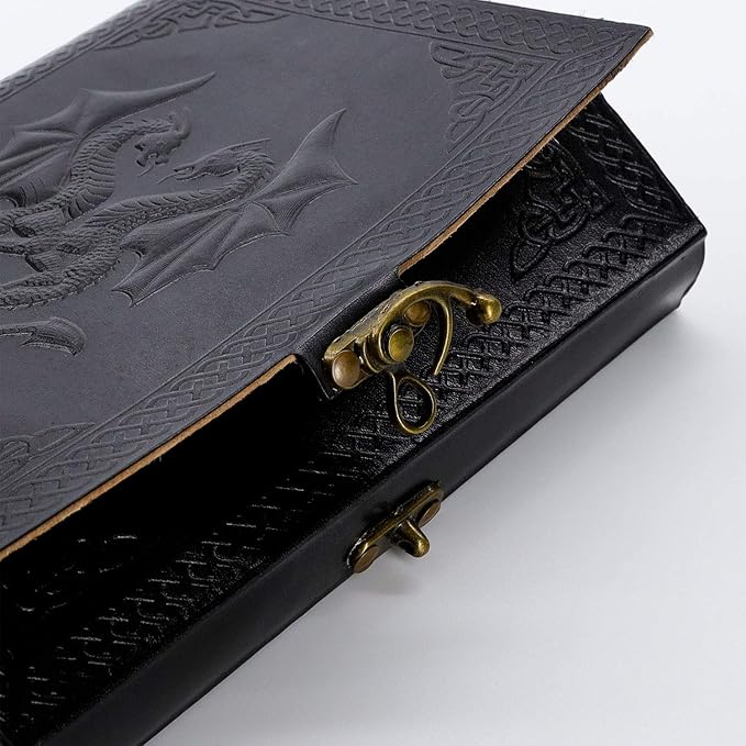 Handmade Leather Double Dragon Journal/Writing Notebook Diary/Bound Daily Notepad for Men & Women Unlined Paper Medium, Writing pad for Artist, Sketch
