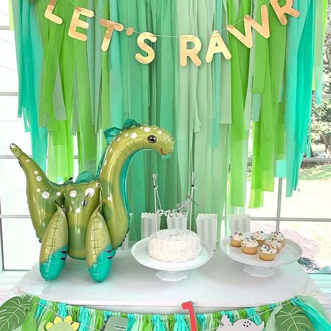 PartyWoo Crepe Paper Streamers 4 Rolls 328ft, Pack of Crepe Paper Light Green and Grass Green Streamers Party Decorations, Crepe Paper for Birthday Decorations, Party Decorations (1.8 In x 82 Ft/Roll)