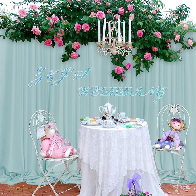 MEETSKY Light Green Backdrop Curtains 10ft x 10ft for Wedding Birthday Baby Shower Photography Party Backdrop Fabric Curtains Drapes Rod Pocket Light Filtering Window Drapes, 5ft x 10ft, 2 Panels