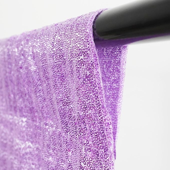 Poise3EHome 6Ft x 8Ft Lavender Sequin Backdrop, Glitter Thick Satin Sequin Background Drapes, Sparkly Opaque Photography Curtain Backdrop for Wedding Party Holiday Festival Decor