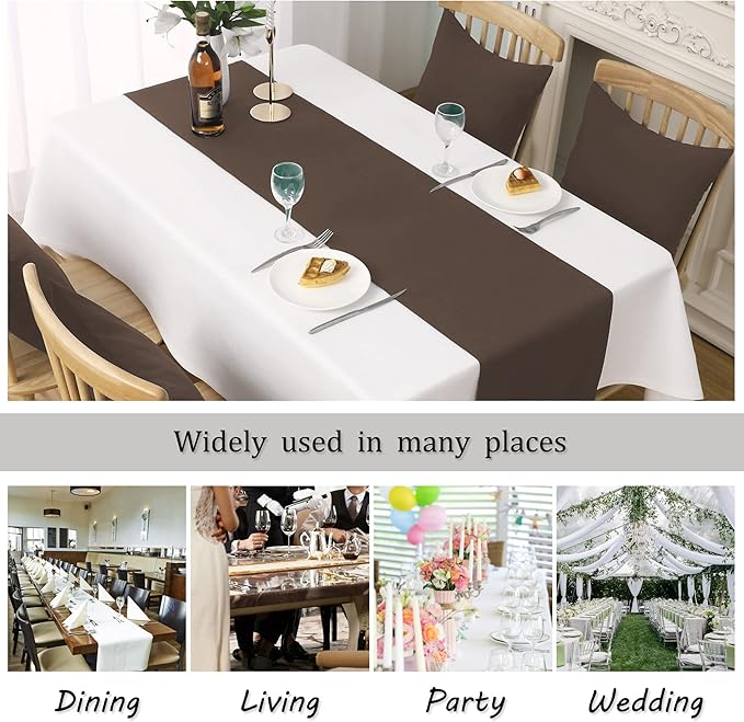 Rustic Brown Table Runner Solid Color Soft Thick Polyester Decorative Cloth Handcrafted for Wedding Party Birthday Graduations Hotel Restaurant Banquet Catering Services Event 14x72 inch