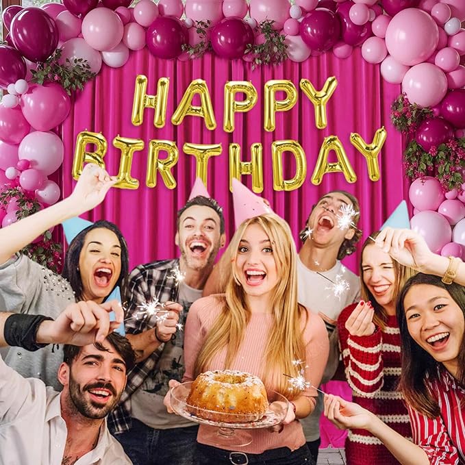 10 x 7 Feet Fuschia Backdrop Curtain for Partie, Background Curtains for Photoshoot, Birthday, Wedding, Halloween, Thanksgiving, Christmas, New Year Party Decorations 5Ft x 7Ft, 2 Panels