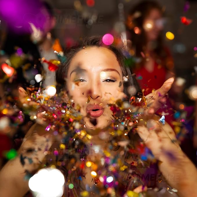 PrimePure Confetti Cannon Party Poppers - Metallic Foil Multicolor Confetti Poppers - 2 Pack - Easy-to-Use Party Cannon - Glitter Bomb Sparkle Pop Gun for Graduation, Birthday, Celebration, Prank