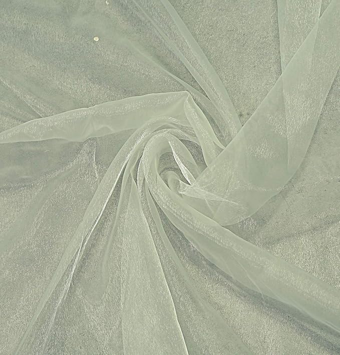 VDS Ivory Organza Fabric, 45 Yards Continuous, 45” Wide, Wedding Party Decoration Iridescent Crystal Sheer Shiny Organza Tulle Bridal Dress DIY Crafts Costume Sewing Backdrop Arch Cloth