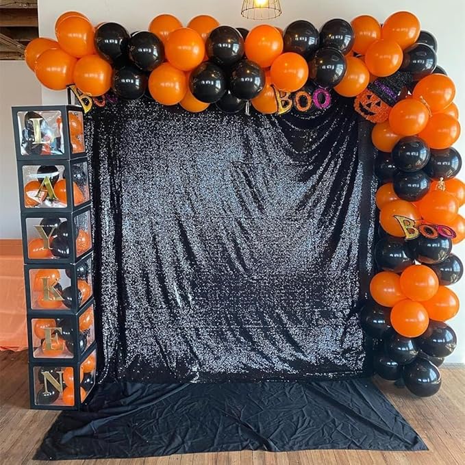 Black Sequin Curtains 10FTx10FT 1 Panel Black Sequin Backdrop for Parties Glitter Backdrop Photo Background for Wedding Baby Shower