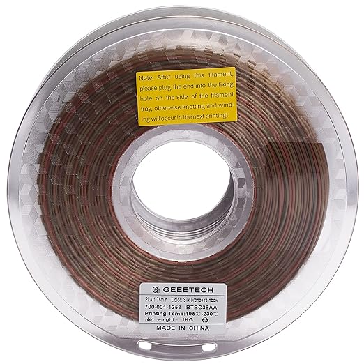 Geeetech Metal-Like Shiny Silk Bronze Rainbow 3D Printer PLA Filament, Shine Silky Metallic Printing Consumable 1.75mm, Dimensional Accuracy +/- 0.02 mm, 1kg Spool (2.2lbs), Fit Most FDM Printer