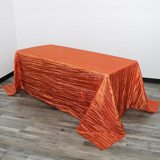 YOUR CHAIR COVERS - 90 x 132 inch Rectangular Crinkle Taffeta Tablecloth - Terracotta, Rectangle Table Linens for 6 ft Rectangular Tables, Wedding Crushed Table Cloth