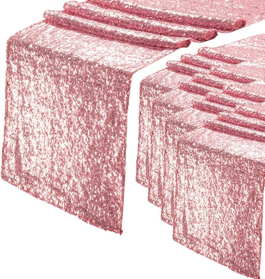 Eternal Beauty Fuchsia Pink Table Runner for Wedding, 5PCS-12x108 Sequin Table Runner Decorations for Birthday Parties, Banquets, Graduations,Christmas