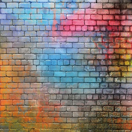 Colorful Graffiti Brick Wall Backdrop 8x8ft – Urban Street Art Background for Photography, Hip Hop Party, Graffiti Theme Event, Studio Wall Decor, Vinyl Photo Booth Banner 081