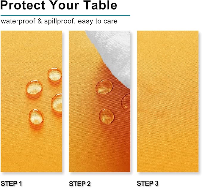 Hiasan Orange Yellow Rectangle Tablecloth - Waterproof Washable Fabric Table Cloth for Dining Party and Outdoor Use, 54 x 108 Inch