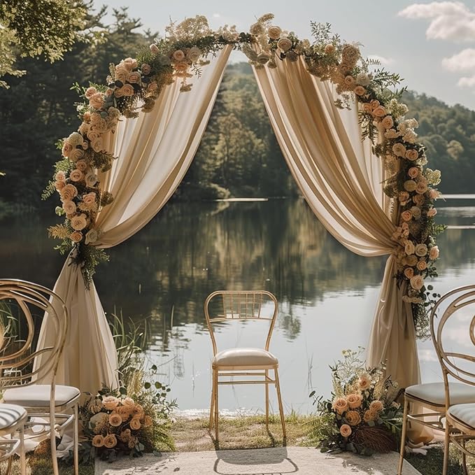 Wokceer Nude 6 Panels 28.7" x 20FT Sheer Fabric Drapes Backdrop Arch Draping Fabric for Wedding Ceremony Birthday Party Bridal Shower Decoration