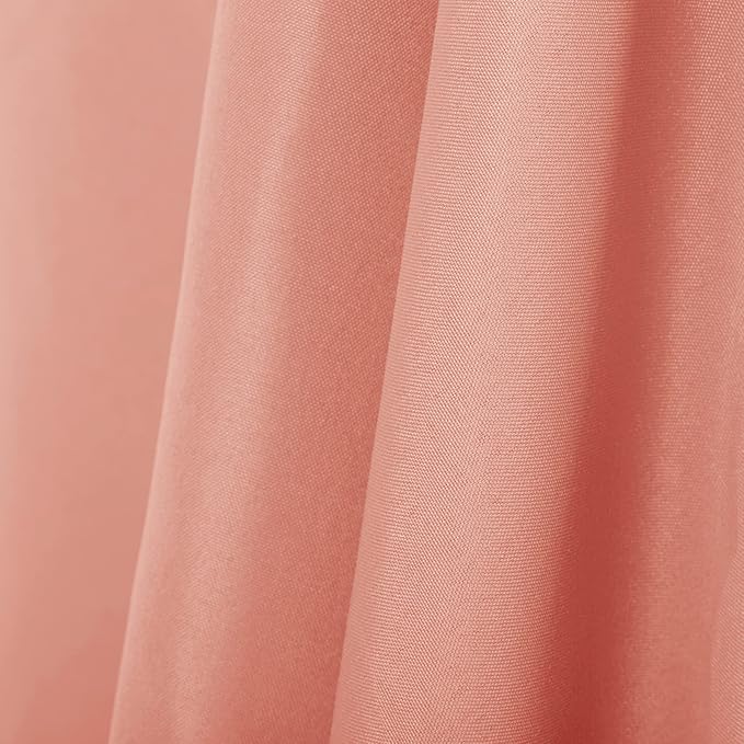 Ascoza 2pack 132 Inch Dusty Pink Round Tablecloth in Washable Polyester Fabric for Wedding/Banquet/Restaurant/Parties