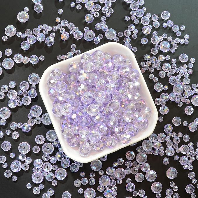 1200Pcs 4mm Crystal Glass Beads for Jewelry Making Beads for Bracelets Necklace Pendants Making Supplies(Light Purple)