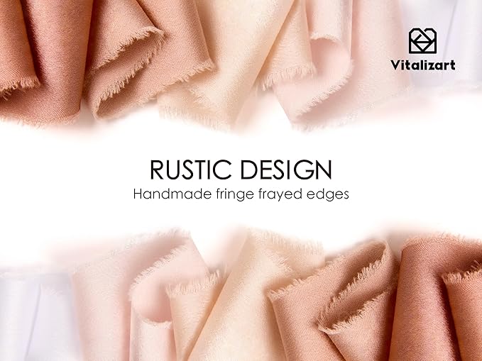 Vitalizart Silk Like Satin Ribbon 1 inch x 25 Yard Nude & White Handmade Frayed Ribbons for Gift Wrapping Baby Shower Wedding Bridal Bouquets Holiday Decor