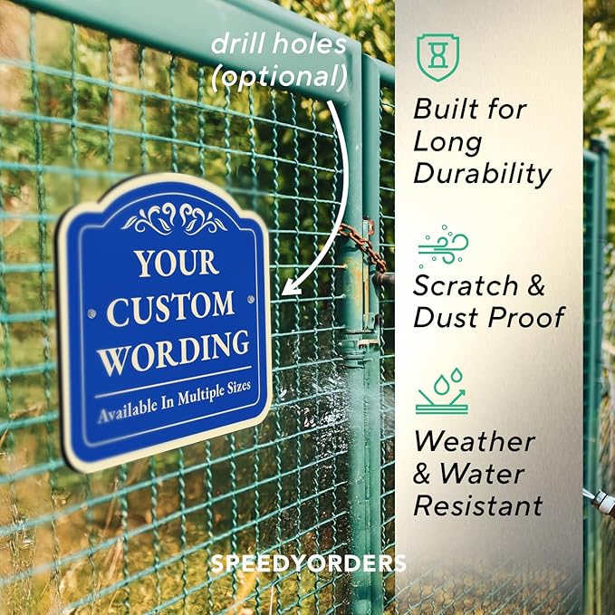 Blue Steel 12x12 Personalized Custom Aluminum Decorative Waterproof Driveway Sign