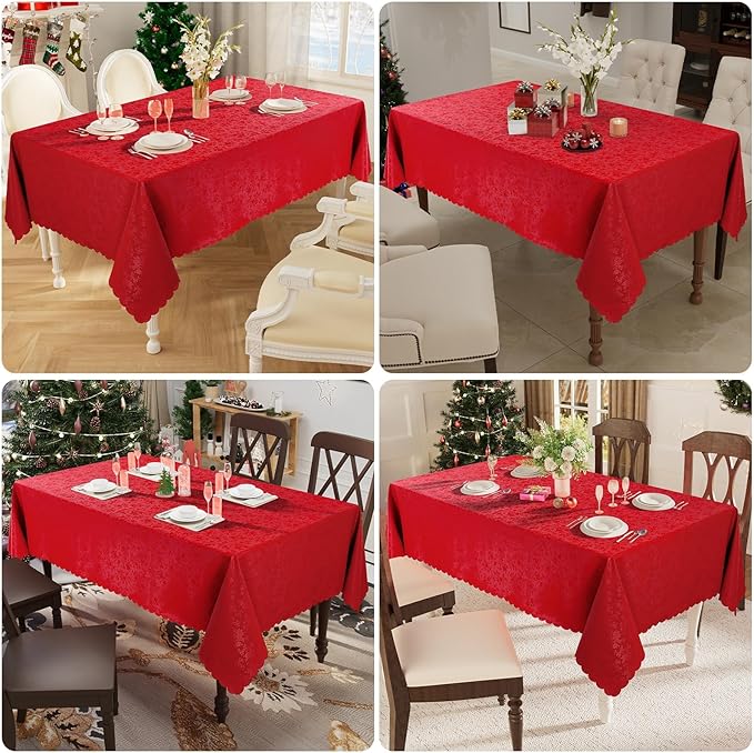 Smiry Rectangle Table Cloth, Waterproof Heavy Duty Vinyl Tablecloths, Wipeable Washable Table Cover for Kitchen and Dining Room (Red, 60" X 140")