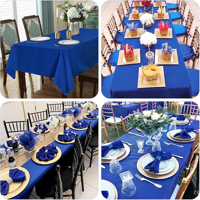 12 Pack Polyester Tablecloth 60 x 102 Inch Royal Blue Tablecloth for 6 Ft Rectangle Tables,Washable Fabric Table Covers Polyester Table Clothes for Wedding Parties Banque