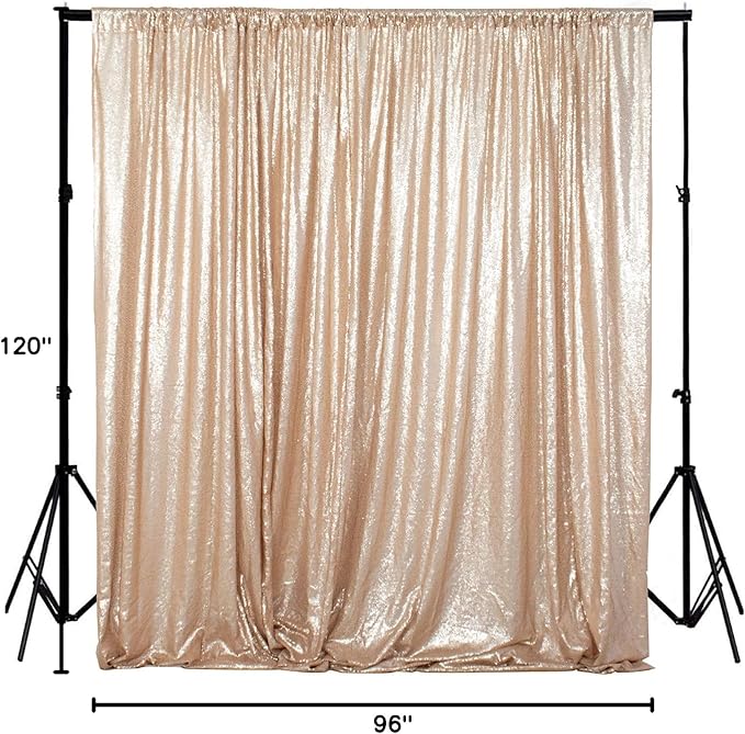 ShinyBeauty Sequence Backdrop Champagne 8FTx10FT Sequin Photo Backdrop Sequin-Backdrop-Curtain Elegant Backdrops 8x10-0827E