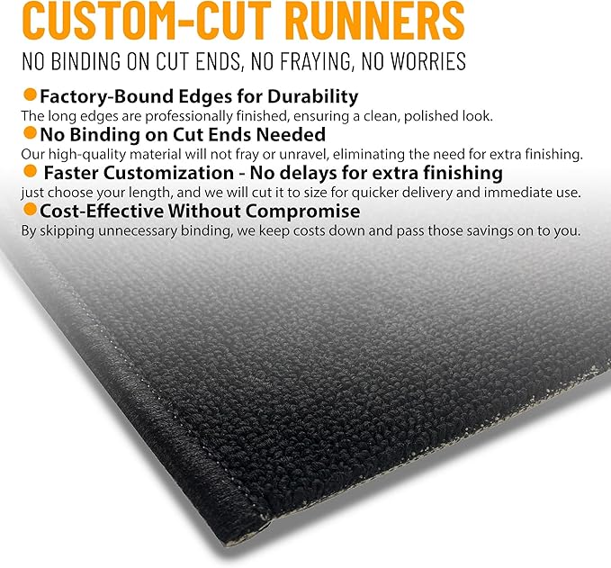 Ottomanson 2x20 Non Slip Extra Long Hallway Runner Rug with Rubber Backing - Solid Modern Kitchen Rug for Bedroom or Living Room, Black, 2' x 20'