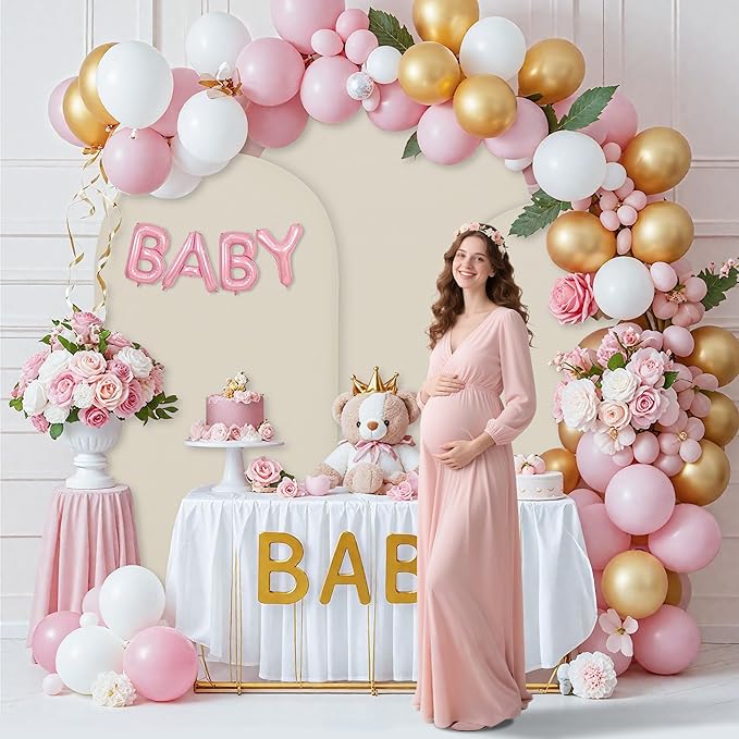 6.6FT Wedding Arch Covers Arch Backdrop Cover Arch Stand Covers Set Arch Cover Spandex Fabric Stretchy Backdrop for Wedding Birthday Party Decoration Baby Shower (Off-White)