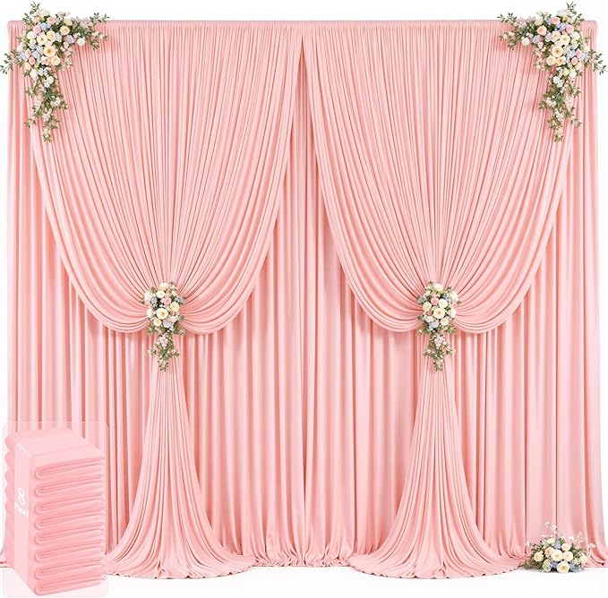 40ft x 12ft Blush Pink Backdrop Curtains Wrinkle Free Backdrop Curtain for Wedding Parties Pink Fabric Backdrops Drapes Back Drop Cloth Bridal Shower Stage Curtains Wedding Decorations for Reception
