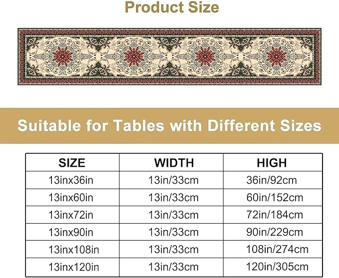 Vintage Paisley Bohemian Table Runner Beige Red Rustic Farmhouse Home Kitchen Table Dining Coffee Room Garden Party Wedding Decor 13x120in