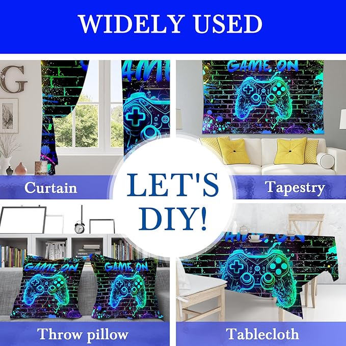Mocsicka Game On Backdrop Video Game for Boys Level Up Birthday Party Decoration Game Night Arcade Neon Glow Gamer Banner Photography Background (Blue, 10x8ft(120"x96"))
