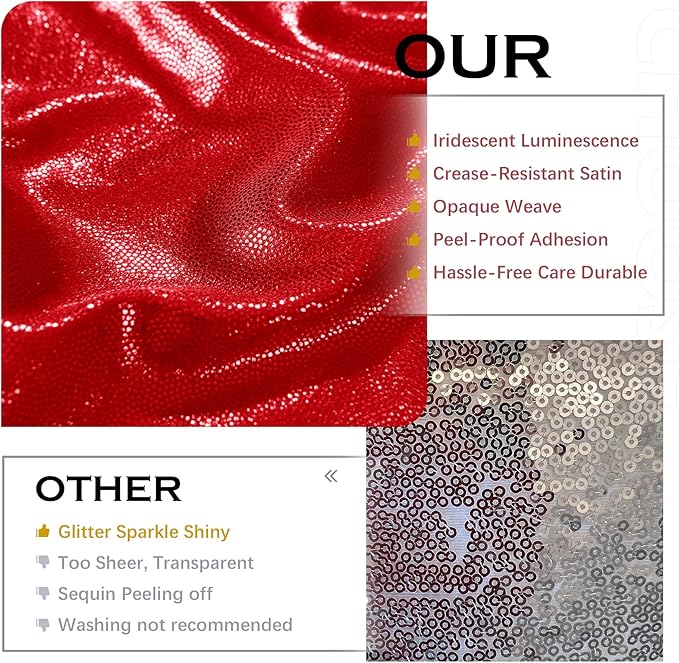 PartyVillage 10x10FT Red Sequin Christmas Backdrop Curtain -2 Panels 5x10FT Wrinkle Free Shimmer Back Drop Cloth, Glitter Backdrop Drapes for Photography, Birthday, Wedding, Christmas Background