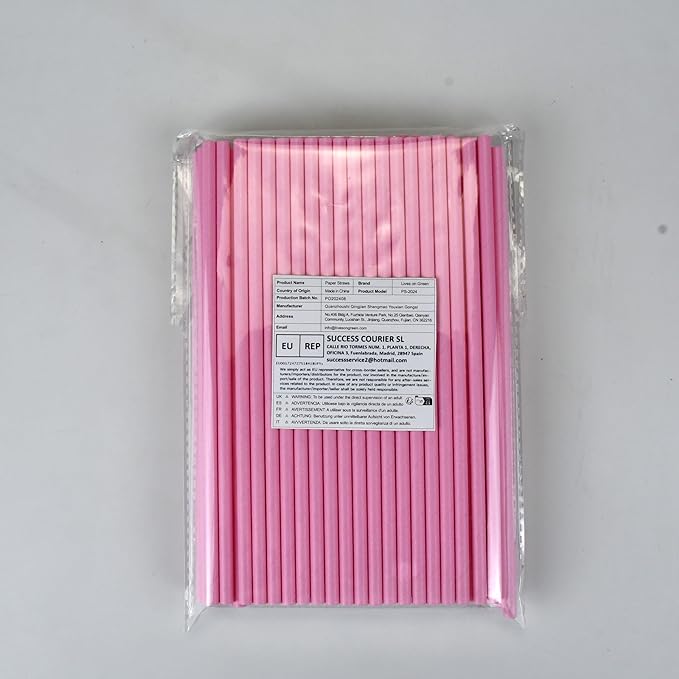 Solid Pink Disposable Paper Drinking Straws 7.75 inch 100 Counts - for Party, Cocktails, Cake Pops, Bars, Restaurants