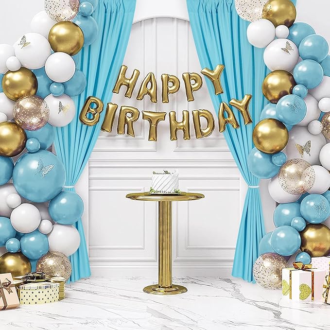 DWCN 10x10 FT Backdrop Curtains for Parties, Photography Backdrop Drapes with Rod Pockets for Wedding Decorations Stage Birthday Family Gatherings, 2 Panels 5ft x 10ft, Baby Blue