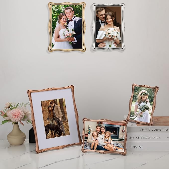 4 x 6'' Premium Alloy Silver Photo Frame - Luxury Display with Real Glass and Velvet Backing,Hi End Décor Metal Frames
