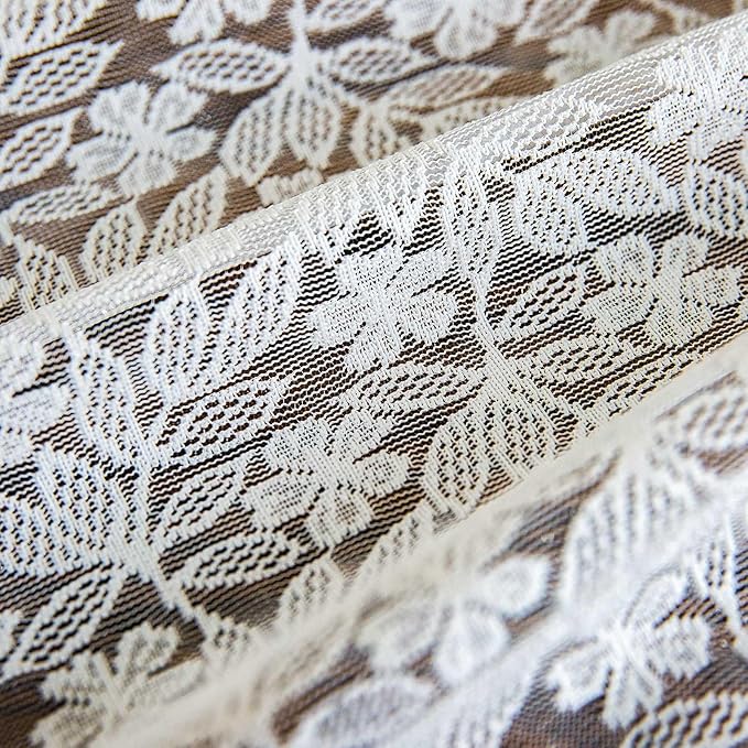 Lace Tablecloth Leaf Pattern Warp Knitting Fabric Solid White Rectangle/Oblong Table Cover for Kitchen Dining Farmhouse Wedding Party Decor Ivory, 55x120 Inch
