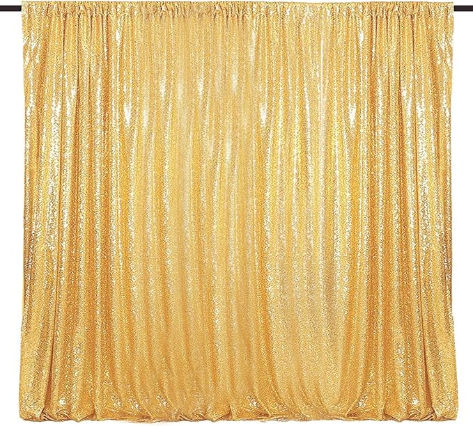 Gold Sequin Backdrop Curtains 1 Panel 10FTx10FT Glitter Gold Photo Backdrop Drapes Party Wedding Baby Shower Curtain Sparkle Photography Background
