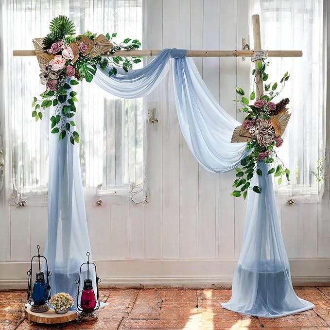 MDS Halloween Chiffon Draping Fabric - 1 Panel, 30" Wide x 75ft Long - Sheer Spooky Arbor & Canopy Drapery for Haunted House Backdrops, Party Ceilings, DIY Costumes & Themed Events - Dusty Blue